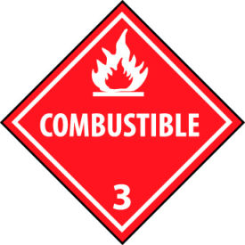 National Marker Company DL9R NMC™ Dot Combustible 3 Placard Sign, Rigid Plastic image.