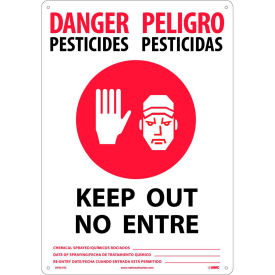 National Marker Company DPSA1RC Bilingual Plastic Sign - Danger Pesticides Keep Out image.