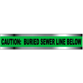 National Marker Company DT6 GS Detectable Underground Warning Tape - Caution Buried Sewer Line Below - 6"W image.