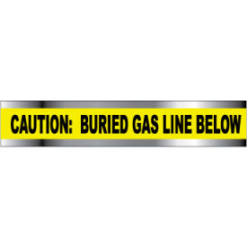 National Marker Company DT6 YG Detectable Underground Warning Tape - Caution Buried Gas Line Below - 6"W image.