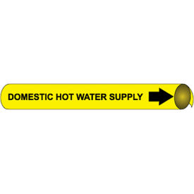 National Marker Company E4038 NMC™ Precoiled & Strap-On Pipe Marker, Domestic Hot Water Supply, Fits 4-5/8" - 5-7/8" Dia. image.
