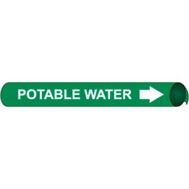 National Marker Company E4084 NMC™ Precoiled & Strap-On Pipe Marker, Potable Water, Fits 4-5/8" - 5-7/8" Pipe Dia. image.