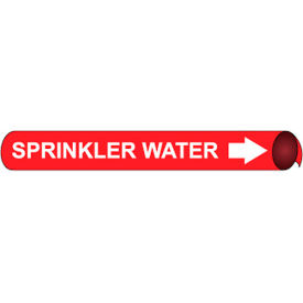 National Marker Company E4096 NMC™ Precoiled & Strap-On Pipe Marker, Sprinkler Water, Fits 4-5/8" - 5-7/8" Pipe Dia. image.