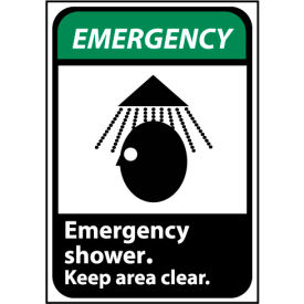 National Marker Company EGA2AB Emergency Sign 14x10 Aluminum - Emergency Shower Keep Area Clear image.