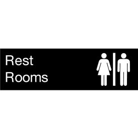 National Marker Company EN19BK Engraved Sign - Rest Rooms - Black image.