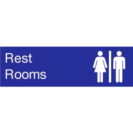 National Marker Company EN19BL Engraved Sign - Rest Rooms - Blue image.