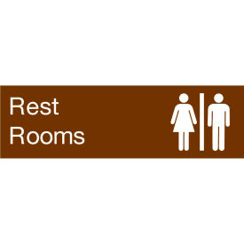 National Marker Company EN19BN Engraved Sign - Rest Rooms - Brown image.