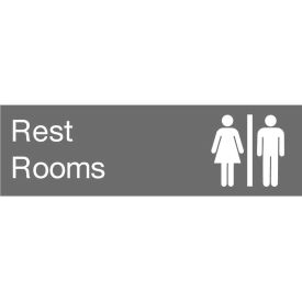 National Marker Company EN19GY Engraved Sign - Rest Rooms - Gray image.