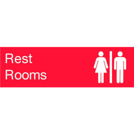 National Marker Company EN19R Engraved Sign - Rest Rooms - Red image.