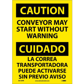 National Marker Company ESC130PB Bilingual Vinyl Sign - Caution Conveyor May Start Without Warning image.