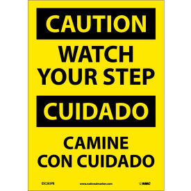 National Marker Company ESC203PB NMC™ Bilingual Vinyl Sign, Caution Watch Your Step, 10"W x 14"H image.