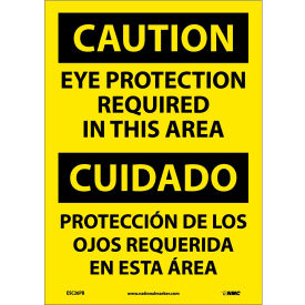 National Marker Company ESC26PB NMC™ Bilingual Vinyl Sign, Caution Eye Protection Required In This Area, 10"W x 14"H image.