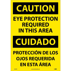 National Marker Company ESC26PC NMC™ Bilingual Vinyl Sign, Caution Eye Protection Required In This Area, 14"W x 20"H image.