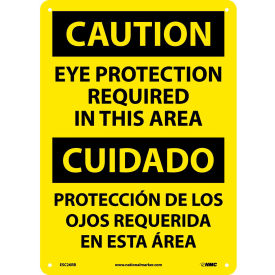 National Marker Company ESC26RB NMC™ Bilingual Plastic Sign, Caution Eye Protection Required In This Area, 10"W x 14"H image.