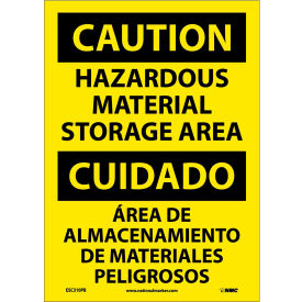 National Marker Company ESC310PB Bilingual Vinyl Sign - Caution Hazardous Material Storage Area image.