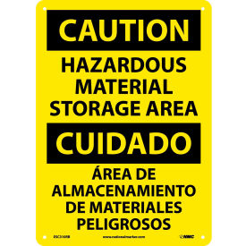 National Marker Company ESC310RB Bilingual Plastic Sign - Caution Hazardous Material Storage Area image.