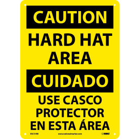 National Marker Company ESC31RB NMC™ Bilingual Plastic Sign, Caution Hard Hat Area, 10"W x 14"H image.