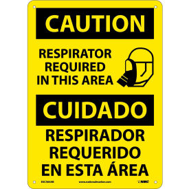 National Marker Company ESC365AB Bilingual Aluminum Sign - Caution Respirator Required In This Area image.