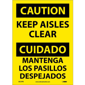 National Marker Company ESC37PB NMC™ Bilingual Vinyl Sign, Caution Keep Aisles Clear, 10"W x 14"H image.