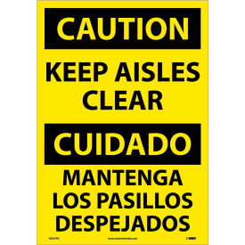 National Marker Company ESC37PC NMC™ Bilingual Vinyl Sign, Caution Keep Aisles Clear, 14"W x 20"H image.