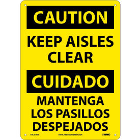 National Marker Company ESC37RB NMC™ Bilingual Plastic Sign, Caution Keep Aisles Clear, 10"W x 14"H image.