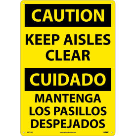 National Marker Company ESC37RC NMC™ Bilingual Plastic Sign, Caution Keep Aisles Clear, 14"W x 20"H image.