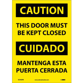 National Marker Company ESC402PB NMC™ Bilingual Vinyl Sign, Caution This Door Must Be Kept Closed, 10"W x 14"H image.