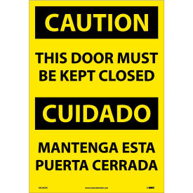 National Marker Company ESC402PC NMC™ Bilingual Vinyl Sign, Caution This Door Must Be Kept Closed, 14"W x 20"H image.