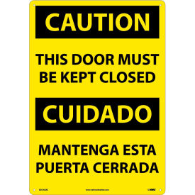 National Marker Company ESC402RC NMC™ Bilingual Plastic Sign, Caution This Door Must Be Kept Closed, 14"W x 20"H image.