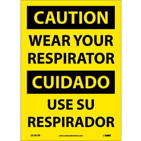 National Marker Company ESC407PB NMC™ Bilingual Vinyl Sign, Caution Wear Your Respirator, 10"W x 14"H image.