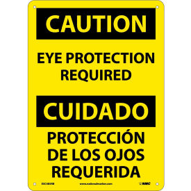 National Marker Company ESC485RB NMC™ Bilingual Plastic Sign, Caution Eye Protection Required, 10"W x 14"H image.