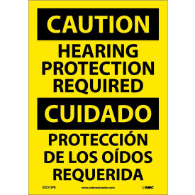 National Marker Company ESC513PB Bilingual Vinyl Sign - Caution Hearing Protection Required image.