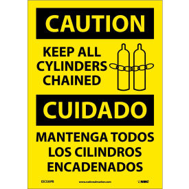 National Marker Company ESC530PB Bilingual Vinyl Sign - Caution Keep All Cylinders Chained image.