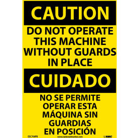 National Marker Company ESC700PB Bilingual Vinyl Sign - Caution Do Not Operate This Machine Without Guards image.