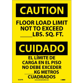 National Marker Company ESC87PB Bilingual Vinyl Sign - Caution Floor Load Limit Not To Exceed image.