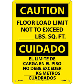 Bilingual Plastic Sign - Caution Floor Load Limit Not To Exceed