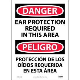 National Marker Company ESD134PB Bilingual Vinyl Sign - Danger Ear Protection Required In This Area image.