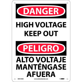 National Marker Company ESD139AB Bilingual Aluminum Sign - Danger High Voltage Keep Out image.