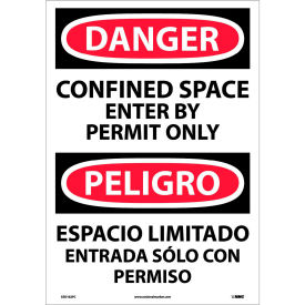 Bilingual Vinyl Sign - Danger Confined Space Enter By Permit Only