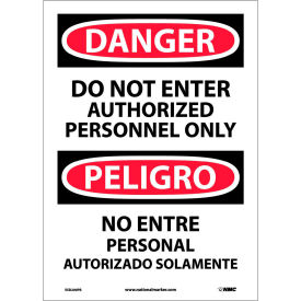 National Marker Company ESD200PB NMC™ Bilingual Vinyl Sign, Danger Do Not Enter Authorized Personnel Only, 10"W x 14"H image.