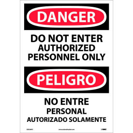 National Marker Company ESD200PC NMC™ Bilingual Vinyl Sign, Danger Do Not Enter Authorized Personnel Only, 14"W x 20"H image.