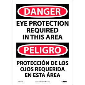 National Marker Company ESD201PB NMC™ Bilingual Vinyl Sign, Danger Eye Protection Required In This Area, 10"W x 14"H image.