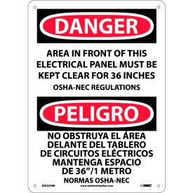 National Marker Company ESD225RB NMC™ Bilingual Plastic Sign, Area In Front Of This Electrical Panel Clear, 10"W x 14"H image.