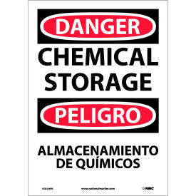 National Marker Company ESD239PB Bilingual Vinyl Sign - Danger Chemical Storage image.