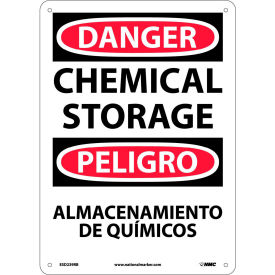 National Marker Company ESD239RB Bilingual Plastic Sign - Danger Chemical Storage image.