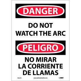 National Marker Company ESD31PB NMC™ Bilingual Vinyl Sign, Danger Do Not Watch The Arch, 10"W x 14"H image.