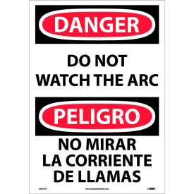 National Marker Company ESD31PC NMC™ Bilingual Vinyl Sign, Danger Do Not Watch The Arch, 14"W x 20"H image.