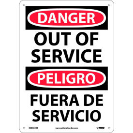 National Marker Company ESD365RB Bilingual Plastic Sign - Danger Out Of Service image.