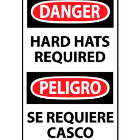 National Marker Company ESD379AP Bilingual Machine Labels - Danger Hard Hats Required image.