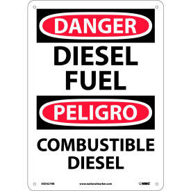 National Marker Company ESD427RB NMC™ Bilingual Plastic Sign, Danger Diesel Fuel, 10"W x 14"H image.